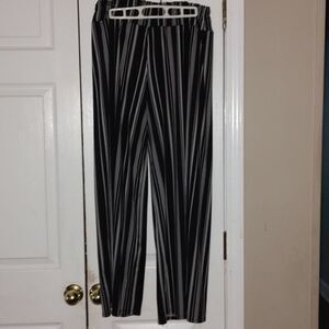 Ashley Blue black white striped  wide leg pants  Sz XL